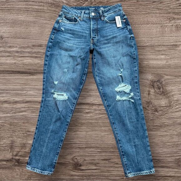 Old Navy High Rise Curvy O.G. Straight Jeans Distressed Women’s Size 6 - Picture 1 of 7